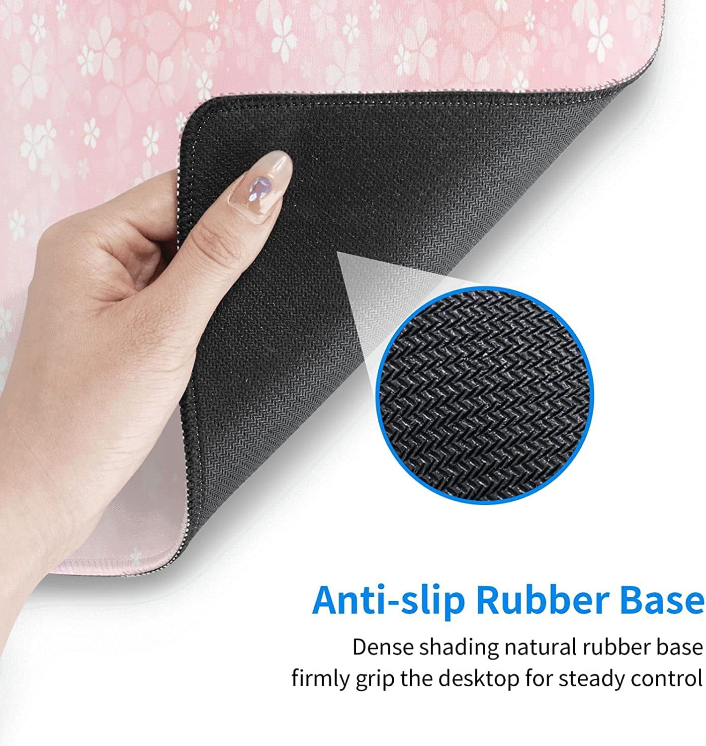 Pink Petals Sakura Blossoms Large Mouse Pads Rectangle Long Extended Big Stitched Edge Gaming Mousepad with Non-Slip Rubber Base for Desktop Laptop Keyboard 31.5 X 11.8 Inch