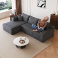 thumbnail image 6 of VEPXXP 96" 3-Seater L-Shaped Cloud Sectional Sofa, Plush Corduroy Boneless Modular Couch, Deep Seat Large Couch for Living Room, No Assembly Single Box, Dark Grey, 6 of 7