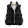 thumbnail image 2 of Fanxing Puffer Vest Women Sleeveless Lightweight Quilted Jacket Stand Collar Zip Up Down with Pockets Winter Outerwear Black 2XL, 2 of 9