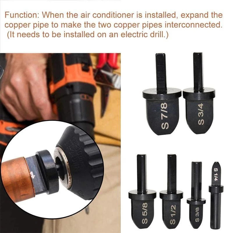 6pcs Imperial Tube Pipe Expander,Air Conditioner Copper Tube Expander Swaging Tool for Hard and Soft Copper Tubing7/8 3/4,5/8,1/2,3/8,1/4 