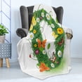 thumbnail image 4 of Letter D Soft Flannel Fleece Throw Blanket, Exotic Abloom Letter Organic Foliage Papilio Wings Seasonal Composition, Cozy Plush for Indoor and Outdoor Use, 50" x 70", Green Multicolor, by Ambesonne, 4 of 5