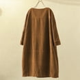thumbnail image 3 of Women Vintage Pockets Corduroy Solid Color Long Sleeve Loose Casual Dress, 3 of 3