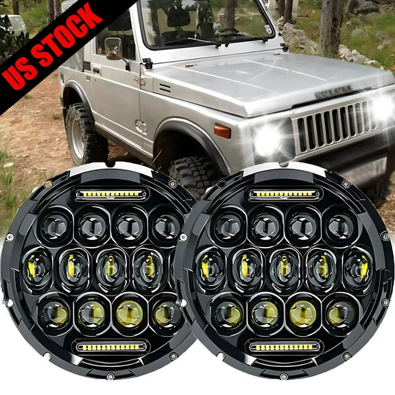 For Suzuki Samurai SJ410 7 inch LED Round Headlights Pair DRL Hi/Lo Beam x2