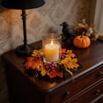 thumbnail image 2 of AZXY Halloween Fall Candle Ring Wreath, Artificial Maple Leaf Candle Holder Ring with Purple Berries, Mini Round Table Centerpiece Wreath for Indoor Halloween Thanksgiving Mantel Dining Table Decor, 2 of 7