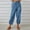 *Blue, variant on Women's Linen Blend Elastic Waist Cropped Harem Pants,Casual Trousers with Pockets for Summer Gray,Women's Plus M