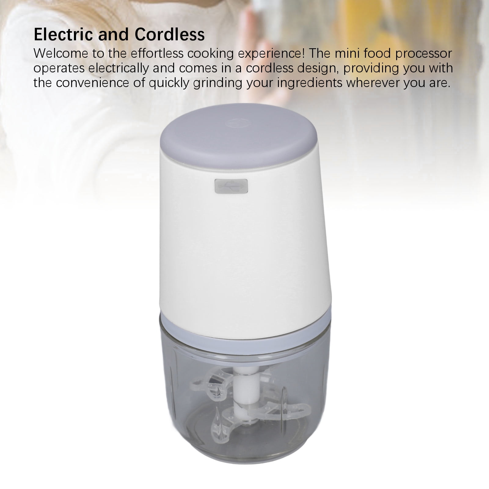 Suodoka 300ML Mini Baby Food Maker Small Electric Processor, Cordless Meat Grinder with 1500mAh Battery, Chopper for Vegetables Fruits Garlic, White