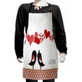 thumbnail image 1 of Love Kids Apron, Queen and King Bird Couple Kissing Hanging Heart Shapes and Abstract Drop Pattern, Boys Girls Apron Bib with Adjustable Ties for Cooking Baking Painting, Multicolor, by Ambesonne, 1 of 2