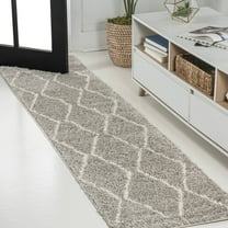 JONATHAN Y MOROCCAN HYPE 2 x 10 Runner Rug, Catala Moroccan Diamond Shag - Gray/Ivory, MOH405B-210