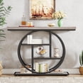 thumbnail image 3 of Finmind Industrial 4-Tier Sofa Table with Circle Base, 41.3" Console Table Narrow Wood Accent Tables with Storage Shelves for Living Room, Hallway, Foyer, Rustic Brown, 3 of 8