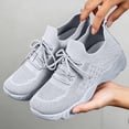 thumbnail image 7 of Women Breathable Knit Lace Up Walking Sneakers, Thick Cushioned Sole Lightweight Daily Commute Casual Outdoor Footwear Gray 7.5, 7 of 7
