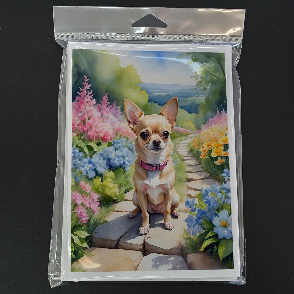 Chihuahua Spring Path Greeting Cards Pack of 8 7 in x 5 in
