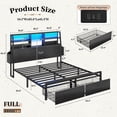 thumbnail image 5 of EnHomee Metal Bed Frame with 3-Tier Headboard Full Size Metal Bed Frame with 2 Underbed Drawers & 2 Bedside Fabric Drawers & LED Lights & Charge Station,Black, 5 of 9