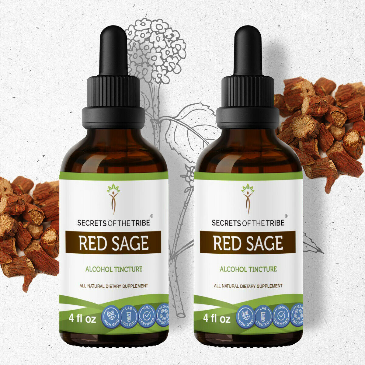 Red Sage Tincture Alcohol Extract, Organic Red Sage Salvia Miltiorrhiza