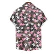 thumbnail image 4 of Wyobmus Button Down Shirt for Men Short Sleeved Star Printed Shirt Casual Summer Vacation Casual Lapel Blouse A-Pink, 4 of 4