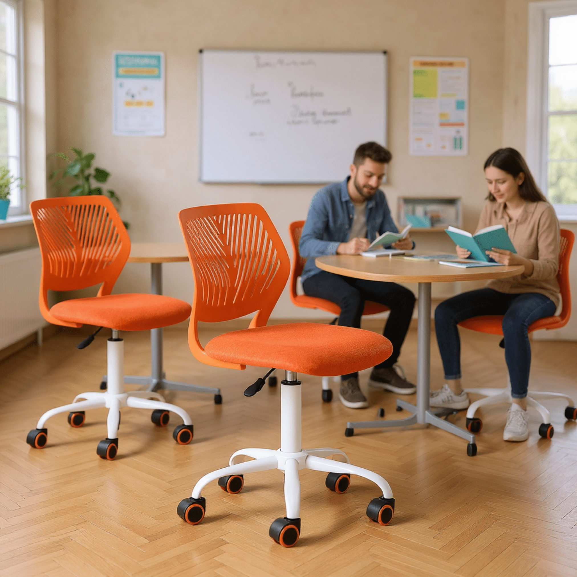 Homy Casa Adjustable Teen Desk Chair with Wheels, Swivel Office Chair with Mesh Back, Citrus POP