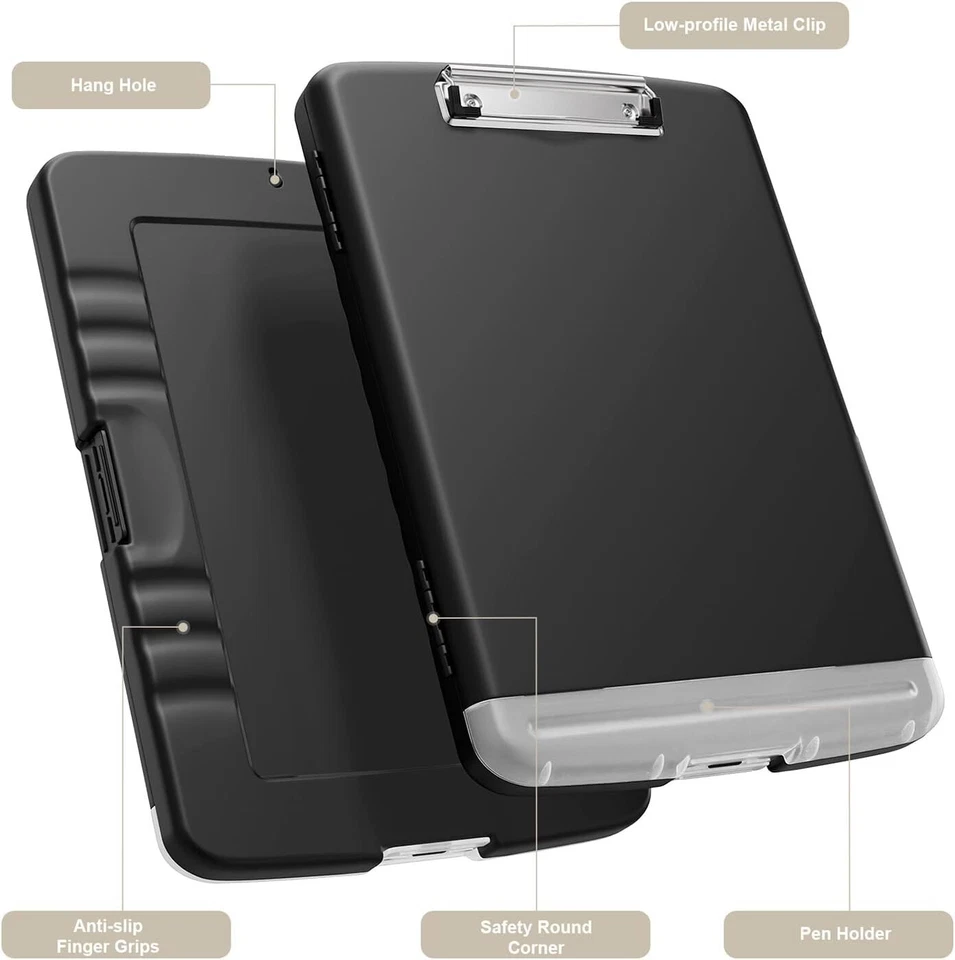 Professional Organizer Clipboard With Built-In Storage And Side-Opening Design