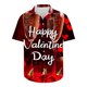 thumbnail image 5 of Camisas Casuales de los Hombres Día de San Valentín Impreso Manga Corta Solapa, Poliéster Ligero para el Ocio de Primavera Verano Y Uso Diario, 5 of 9