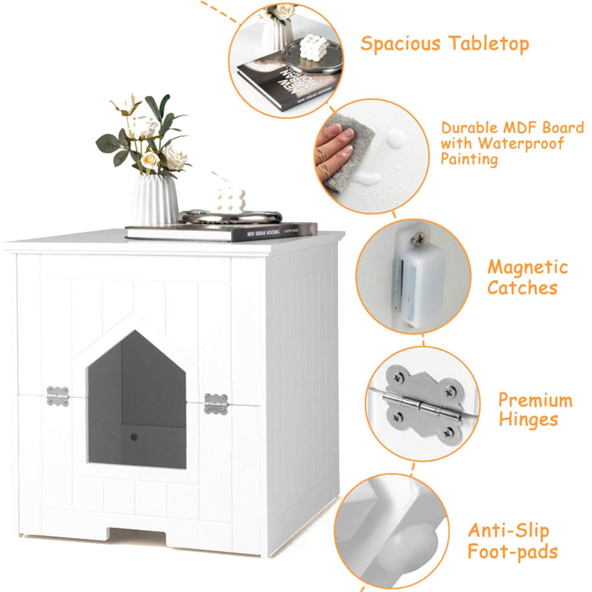 Kadyn 20" Cat Litter Box Enclosure with Flip Magnetic Half Door, Hidden Cat House Enclosed, White