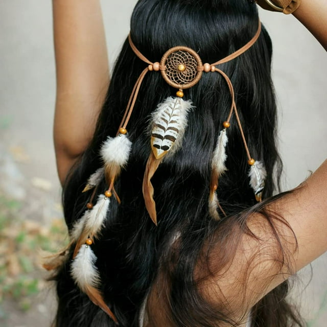 Diadema de plumas bohemia de verano, tocado Hippie, diadema de plumas, accesorios para el cabello de Carnaval bohemio para Festival bohemio