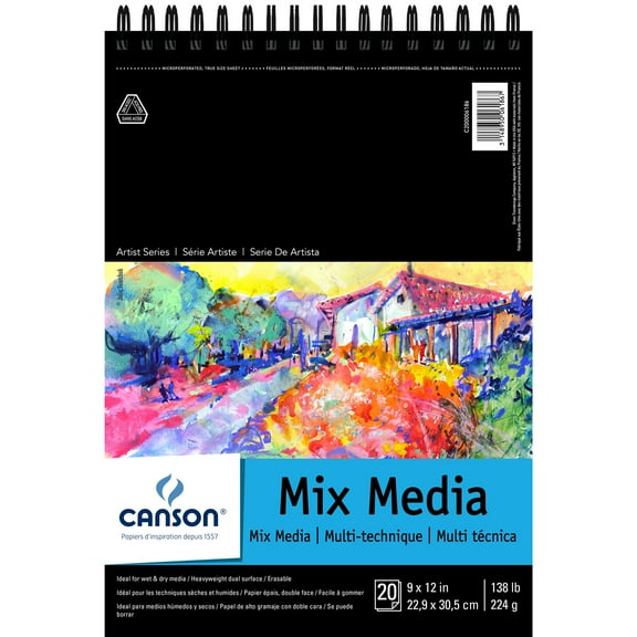 Canson Artist Series Mix Media Pad, 9" x 12" 20 Sheets/Pad