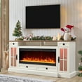 thumbnail image 2 of OKD TV Stand with Fireplace for 80 inch TVs, Farmhouse Entertainment Center with Storage, Antique White, 2 of 7