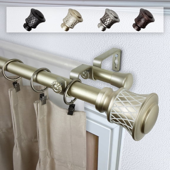 Domovina Merlin 1" Double Curtain Rod-Color:Gold,Size:120-170"