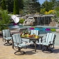 thumbnail image 4 of ARDEN Outdoor Midback Chair Cushion, 18 x 16.5, Rain-Proof, Fade Resistant French Blue Linen Stripe, 4 of 9