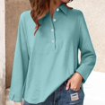 thumbnail image 2 of Breezora Women Linen Blend Shirt Button Down Long Sleeve V Neck Casual Comfortable Blouse L Size Green, 2 of 5