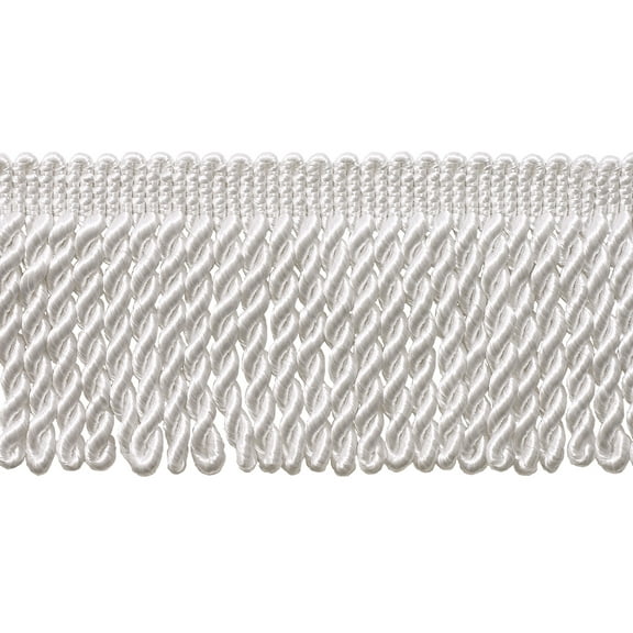 3" (7.5cm) Basic Trim Solid Collection Satiny Bullion Fringe Trim # BFS3, Pure White #A1 (Bright White) Sold By The Yard (36"/3 ft/0.9m)