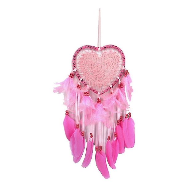 Adorno de atrapasueños hueco con forma de corazón, carillón de viento para el hogar y la Oficina, decoración de la habitación (rosa) (1 unidad)