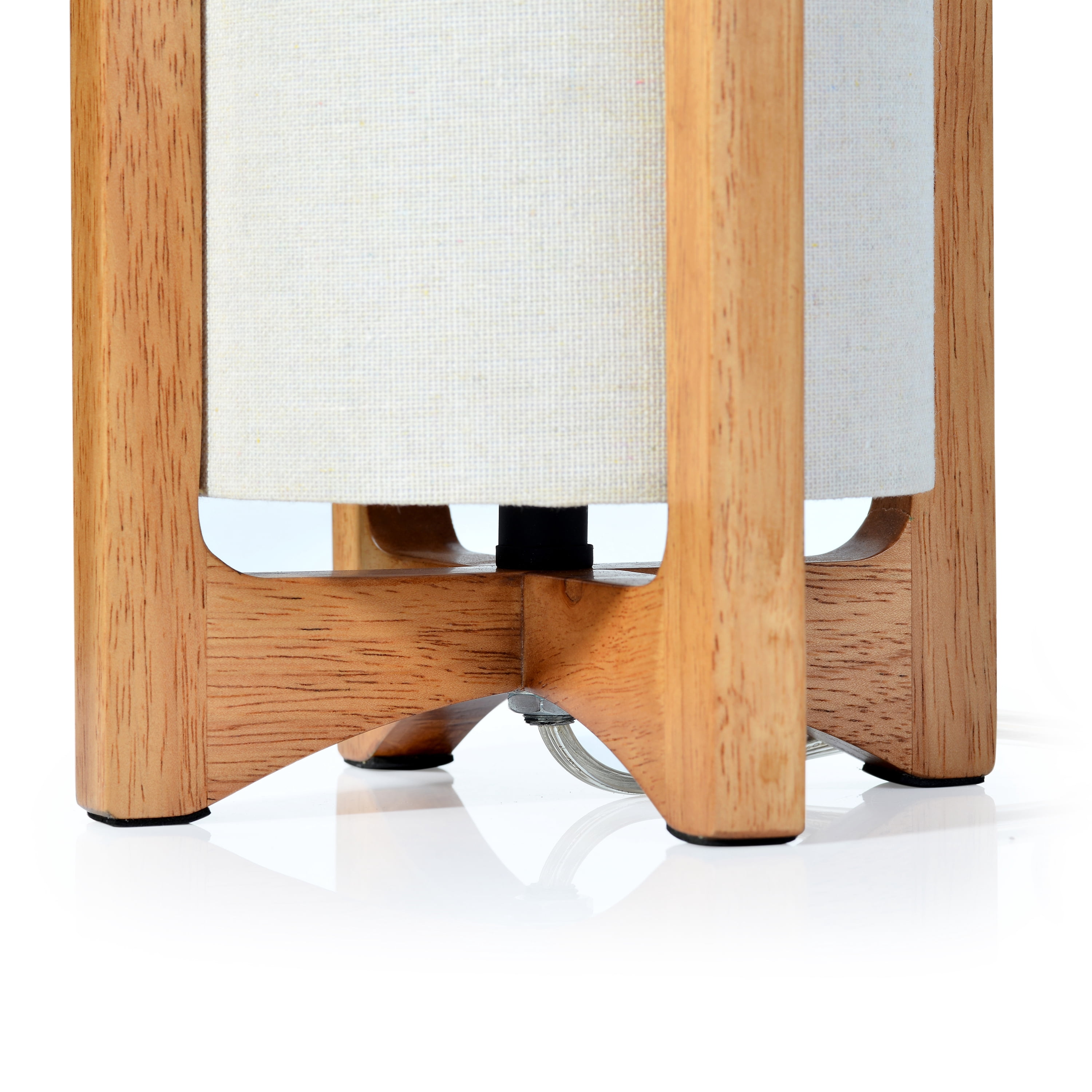 Better Homes & Gardens 14-Inch Natural Wood Uplight Table Lamp with Linen Shade