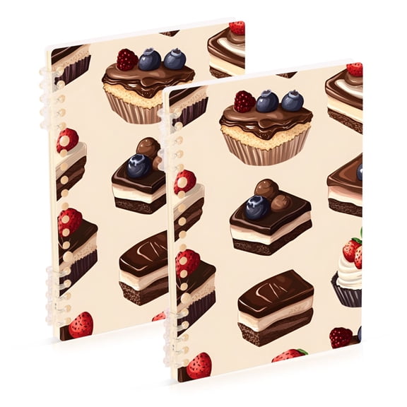 FORMRS 1-Subject Spiral Notebook 8" x 5" College Ruled 60 Refillable Sheet A5 Hard Cover, 2 Pack, Blue Cakes