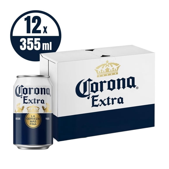 Cerveza clara Corona extra 12 latas de 355 ml c/u