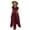 Wine, variant on Ruyang Summer Dresses for Teen Girls Ruffled Irregular Tie Waist Short Sleeve Dresses Summer Crewneck Solid Casual Maxi Dress