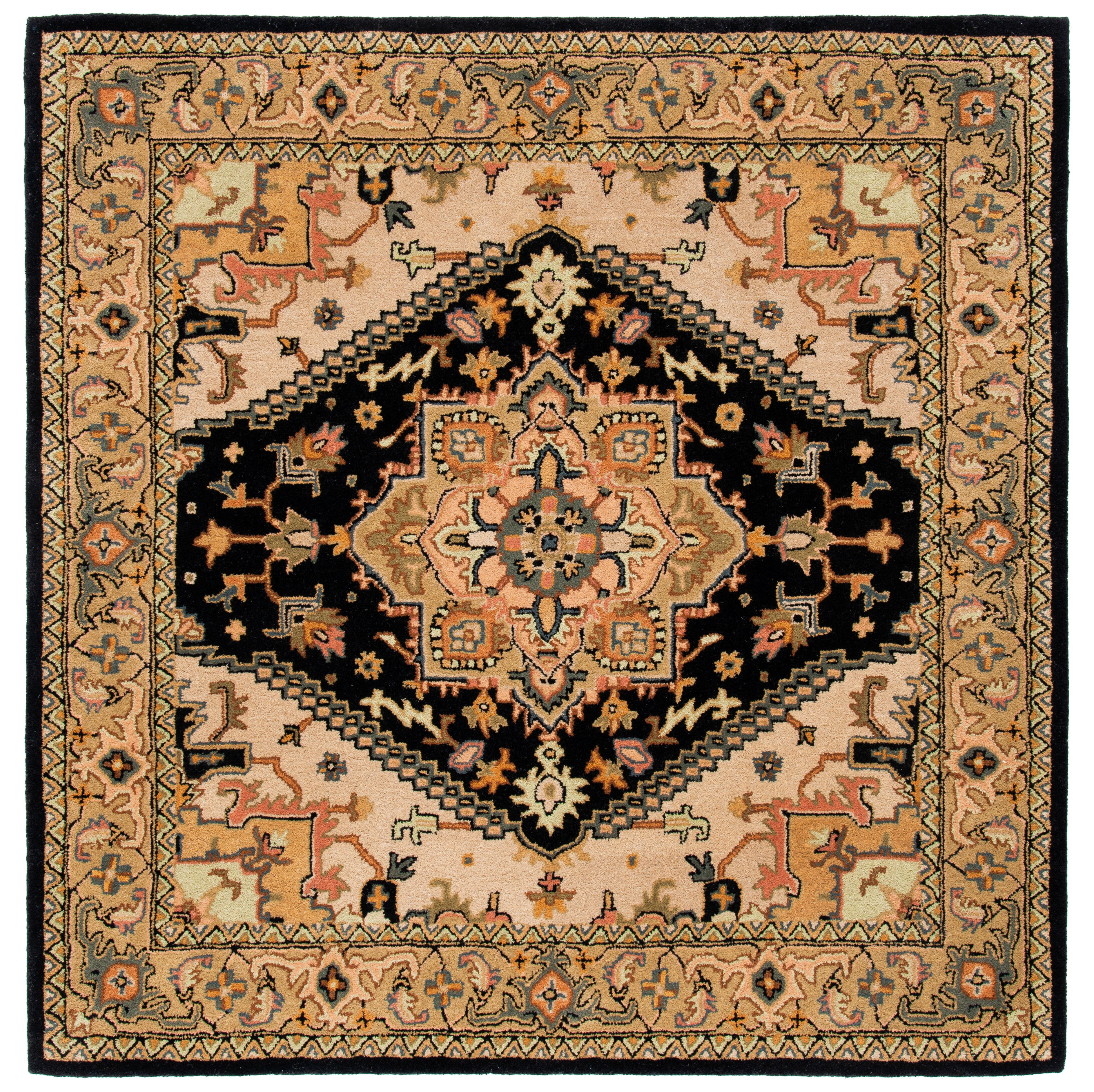 Safavieh Heritage York Oriental Wool Area Rug, Black/Gold, 4' x 4' Square