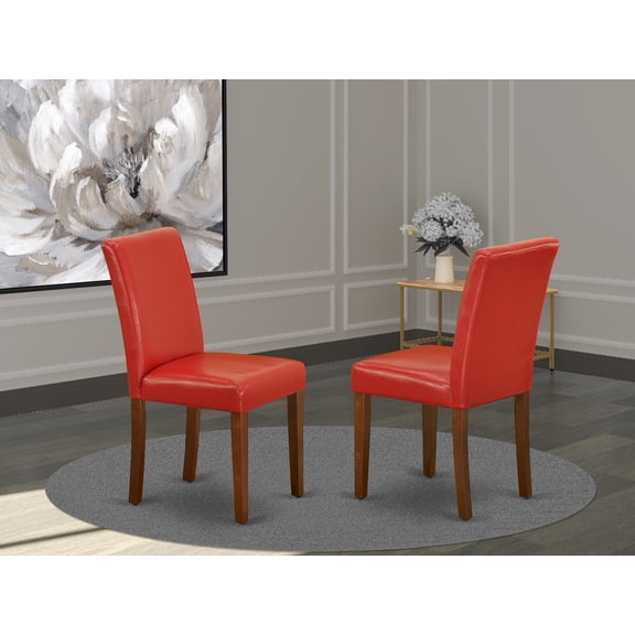 ABP3T72 Abbott Parson Chair With Mahogany Leg And Pu Leather Color Firebrick Red - Set of 2
