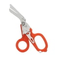 thumbnail image 2 of Tijeras de emergencia de acero inoxidable plegables, multifuncionales, alicates para acampar al aire libre, herramienta de rescate, color naranja, 2 of 14