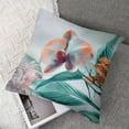 thumbnail image 7 of Acheng Tropical Throw Pillow Cushion Cover, Exotic Orchids Blossom Leaves on Blurred Background Floral Themed Modern Art, Decorative Square Accent Pillow Case,Orange Teal 24x24in, 7 of 7