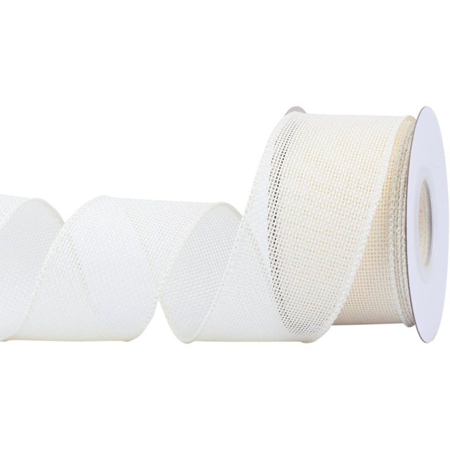 Joycrosso Burlap Wired Edge Ribbon 2 inch x 10 Yards, Ivory, Ideal for Crafting, Gift Wrapping, Wreath, Christmas Tree, and Rustic Wedding Decorations