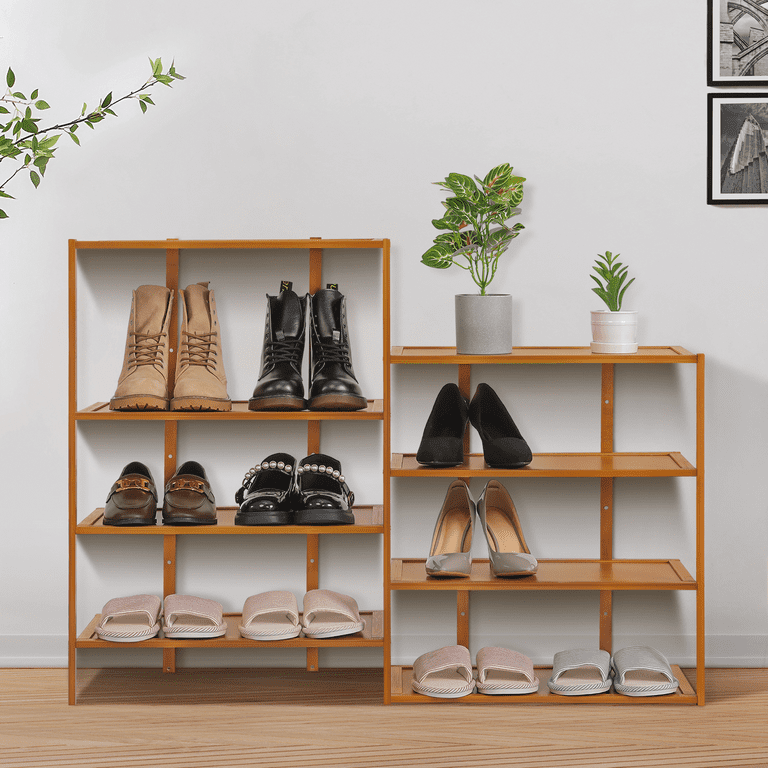 MoNiBloom 8 Tiers Corner Bamboo Shoe Rack, Storage Shoes Stand 8