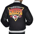 thumbnail image 3 of Men's Starter  Black Kansas City Chiefs Printed Triangle Graphic Satin Full-Snap Varsity Jacket, 3 of 3