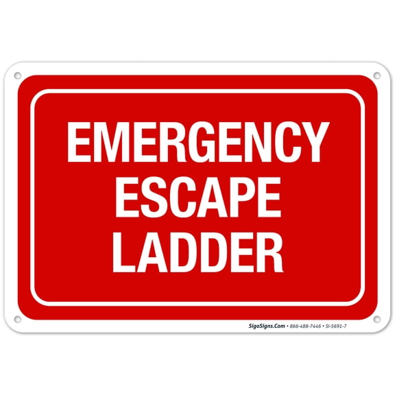 Emergency Escape LAdder Sign, Fire Safety Sign,