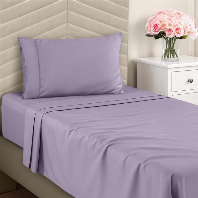 Juego de sábanas dobles Utopia Bedding de microfibra cepillada color lavanda