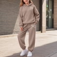 thumbnail image 2 of zuwimk Baby Girl Fall Winter Outfit Infant Letter Print Long Sleeve Sweatshirt and Jogger Pants Girl Clothes(Coffee,2-3 Years), 2 of 6