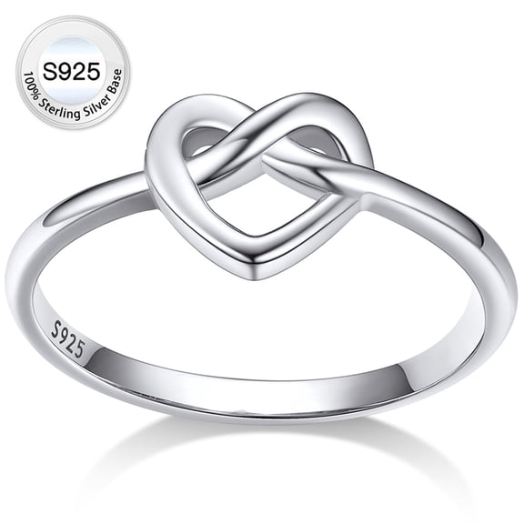 Bestyle Pure 925 Sterling Silver Heart Rings for Women, Simple Celtic Knot Wedding Promise Ring Gifts for Birthday Anniversary Christmas, Size 7
