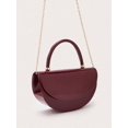 thumbnail image 4 of Women Glossy Burgundy Top Handle Handbag Elegant Half Moon Shoulder Bag Evening Purse for Party Wedding, 4 of 8