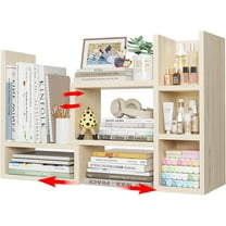 Desk Shelves Desktop Orgnizer Shlef - Natural Wood Tone Office Organization for Top of Desk Organizers and Accessories Corner Bookshelf Table Top Shelving Small Hutch Decorations for Office