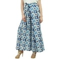 thumbnail image 3 of Phagun Women's Trousers Wear Blue Cotton Poplin Wide Leg Palazzo Pant-S, 3 of 7