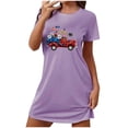 thumbnail image 2 of Elvqul Clearance Nightgowns for Women Plus Size Womens Pajamas Dress Purple Short Sleeve Nightgowns, 2 of 7