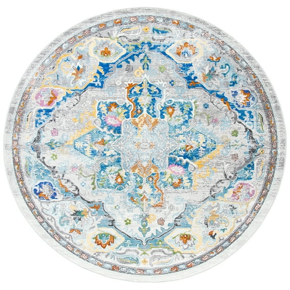 SAFAVIEH Aria Donnchad Oriental Area Rug, Grey/Blue, 6'5" x 6'5" Round